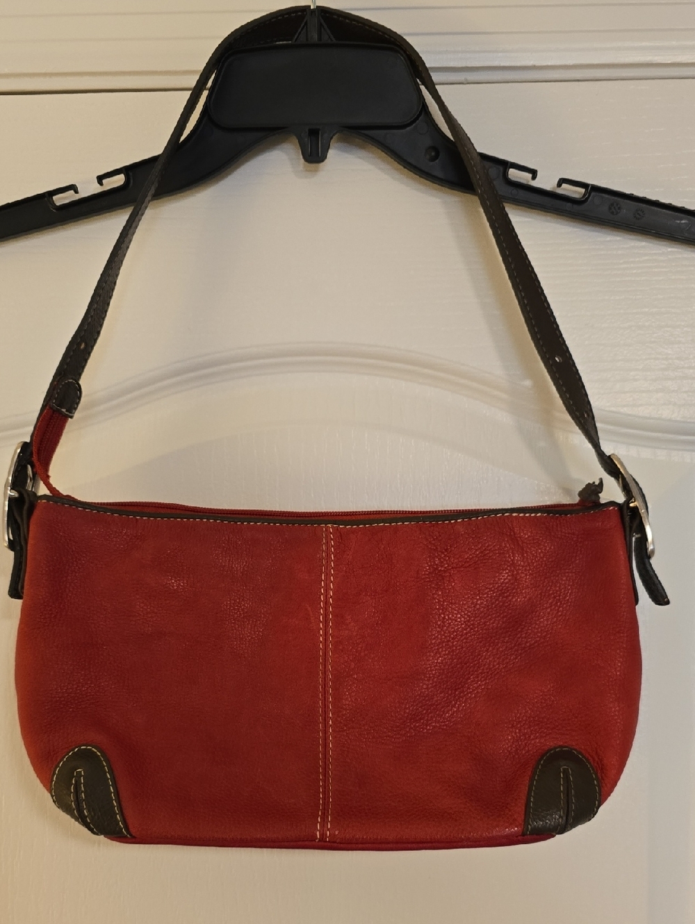 Red Leather Shoulder Bag - Unbranded